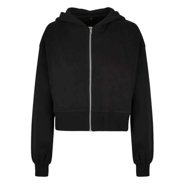 Ladies Short Oversized Zip Jacket Kapuzensweatjacke | Build Your Brand Miniaturansicht
